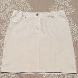LOFT White Denim Mini Skirt